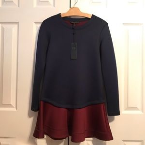 Genesa Flounce Hem Color Blocked Dress